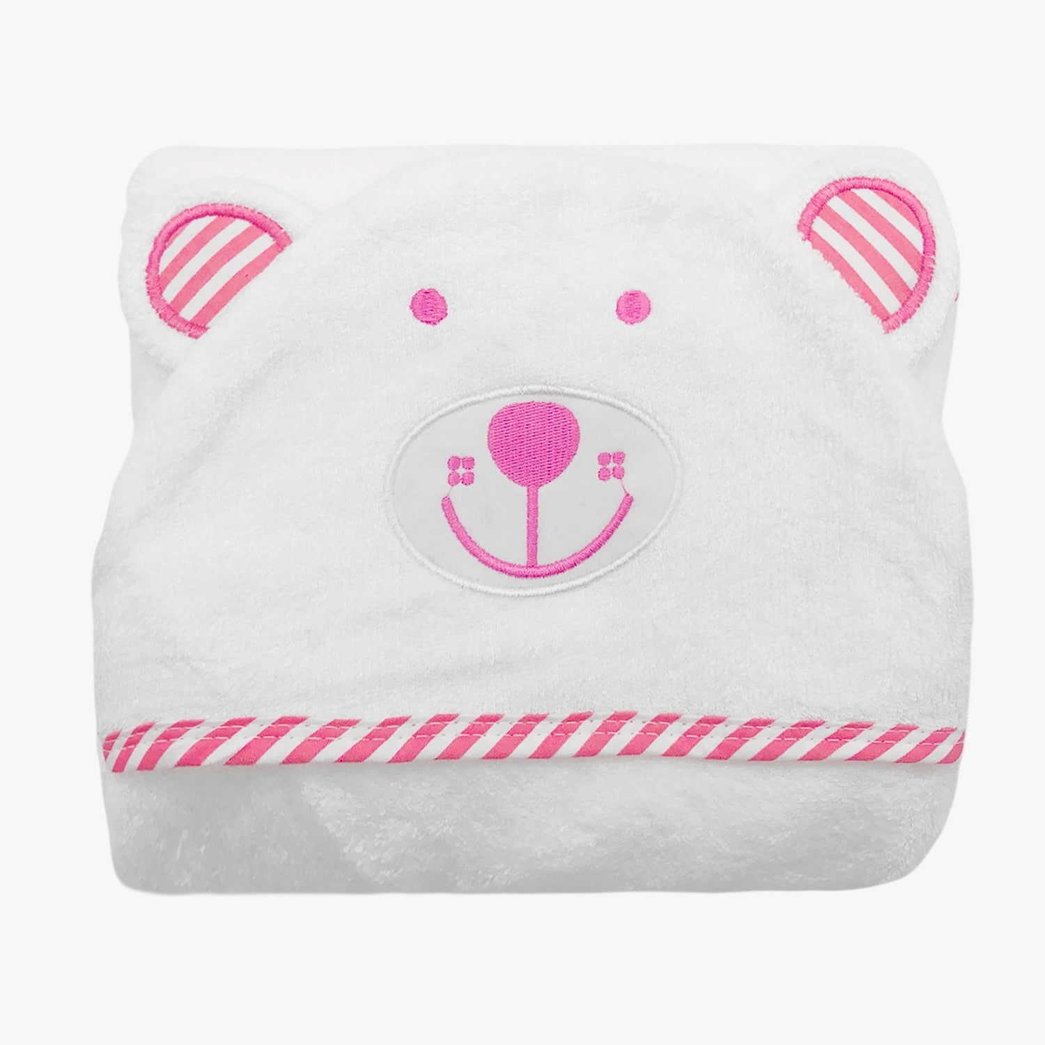 Organic Cotton Hooded Bath Towel And Washcloth- Pink