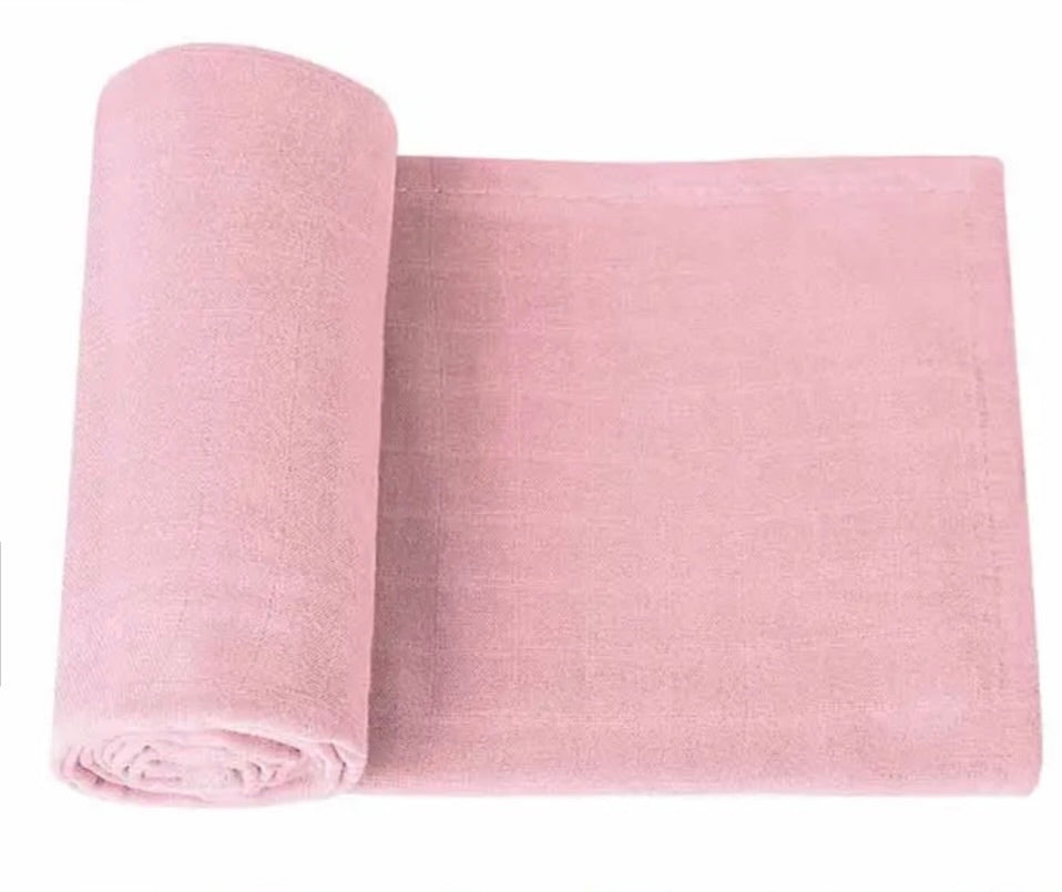 Pink Cotton Muslin Swaddle Blanket