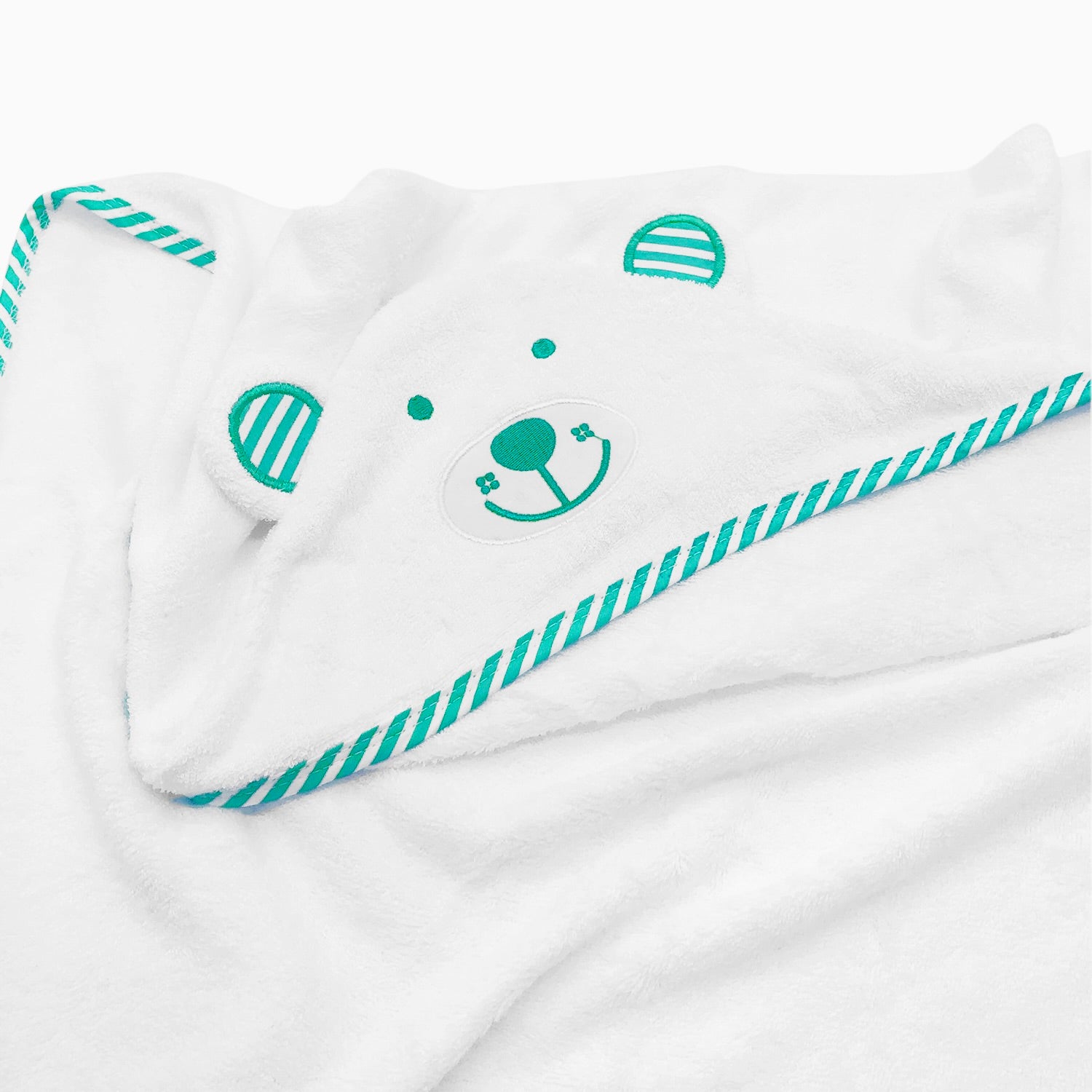 Organic Cotton Hooded Bath Towel &  Washcloth- Green