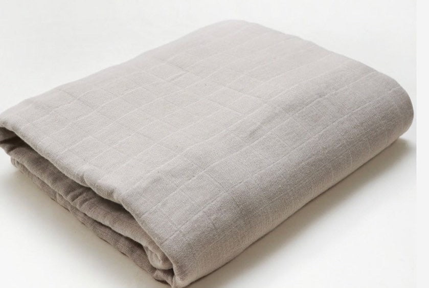 Pebble Grey Bamboo Cotton Muslin Baby Swaddle Blanket