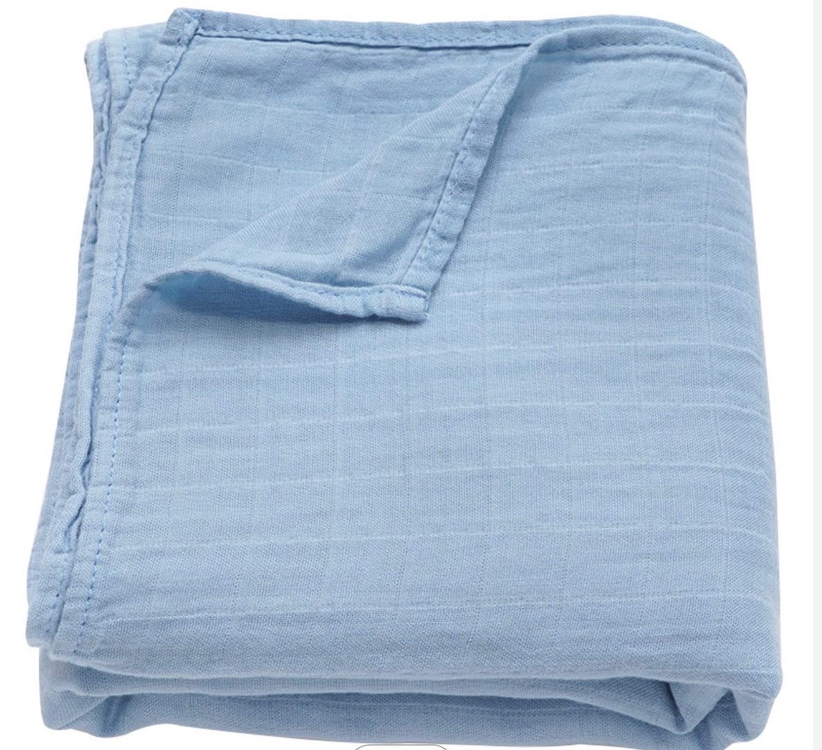 Skye Blue Cotton Muslin Swaddle Blanket | Willow and Willard Baby