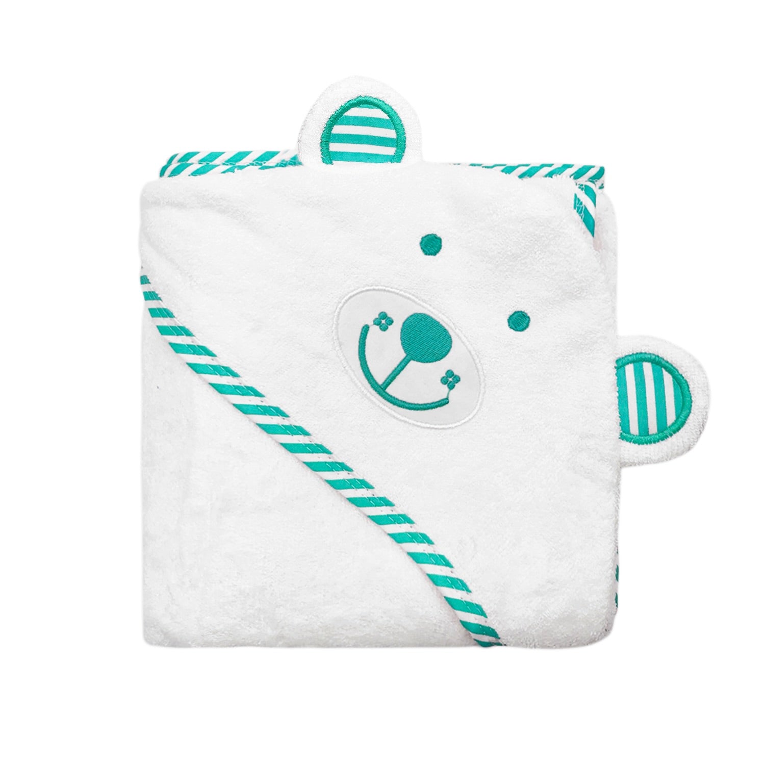 Organic Cotton Hooded Bath Towel &  Washcloth- Green
