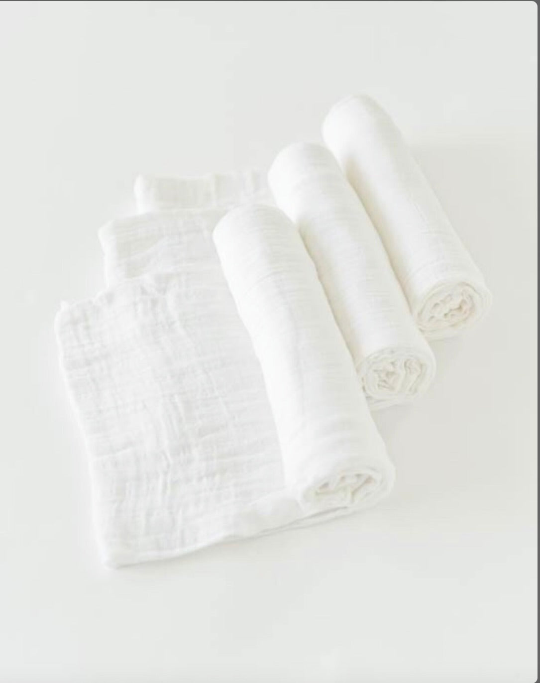 Organic Cotton Muslin Swaddle Blanket, White (Set of 3)